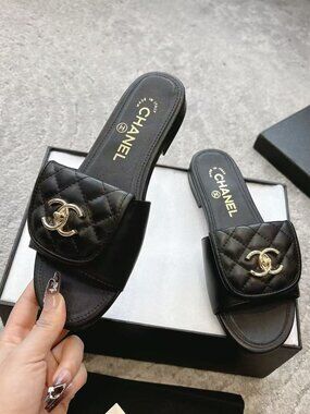 Chanel Black Slippers